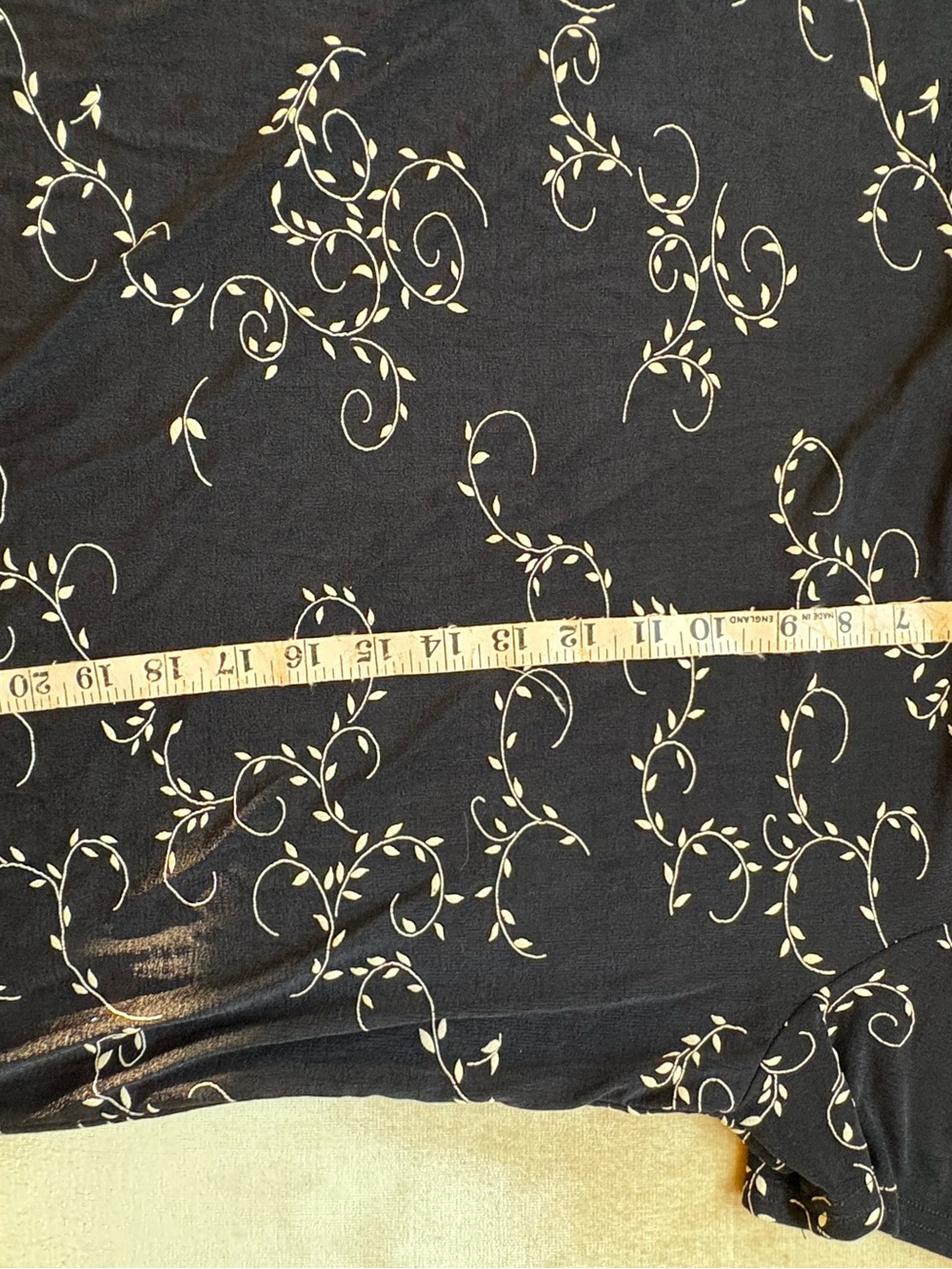 Black V-Neck Blouse with White Vine Print - Women - Picture 10 of 12